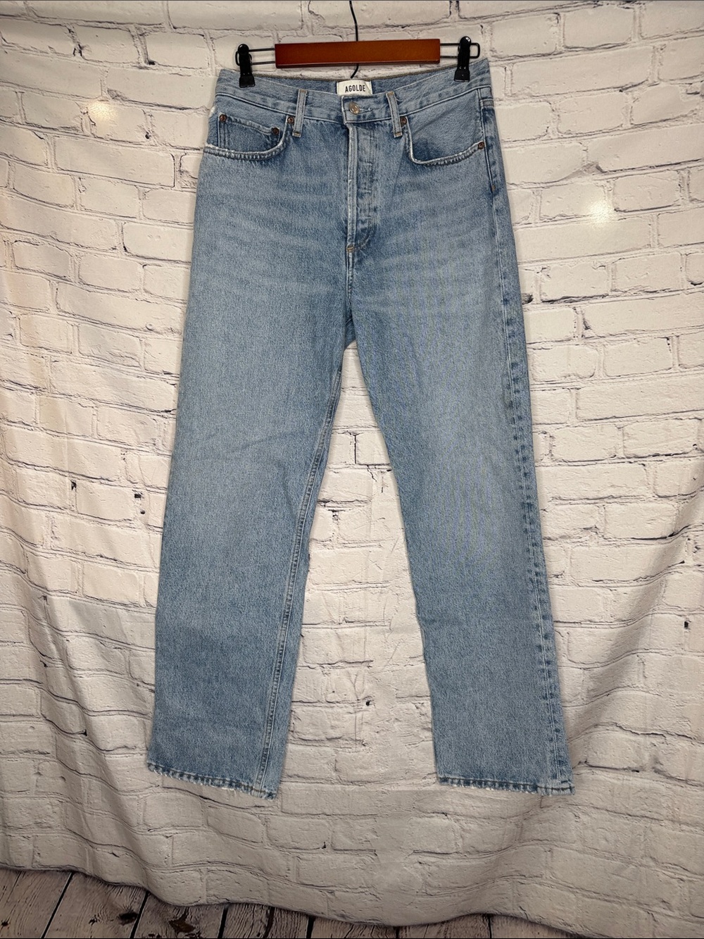 Agolde Light Blue High-Rise Button-Fly Jeans Size 26 Excellent Condition